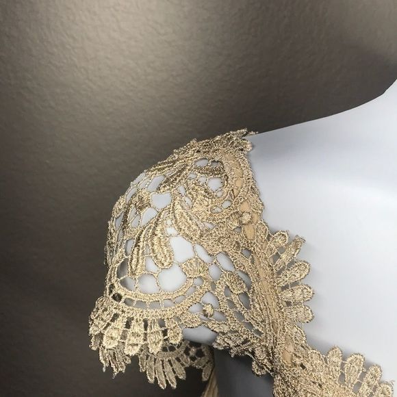 Betsy & Adam Gold Lace Dress - Picture 5 of 7